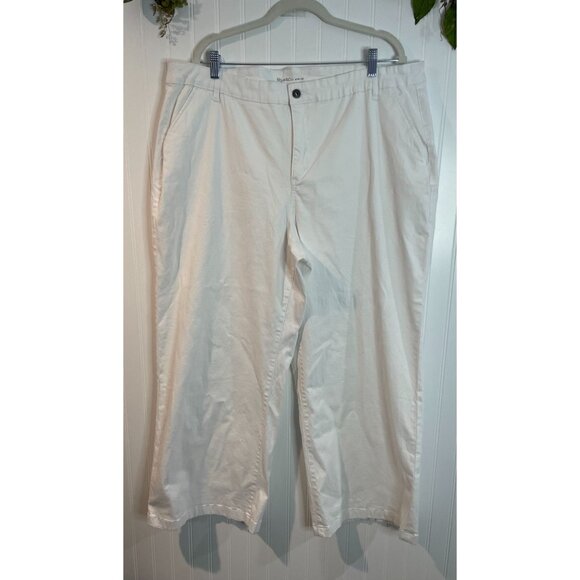 Style & Co. Womens White Wide-Leg Cotton/Spandex Pants Size 20W With Pockets - Picture 1 of 13